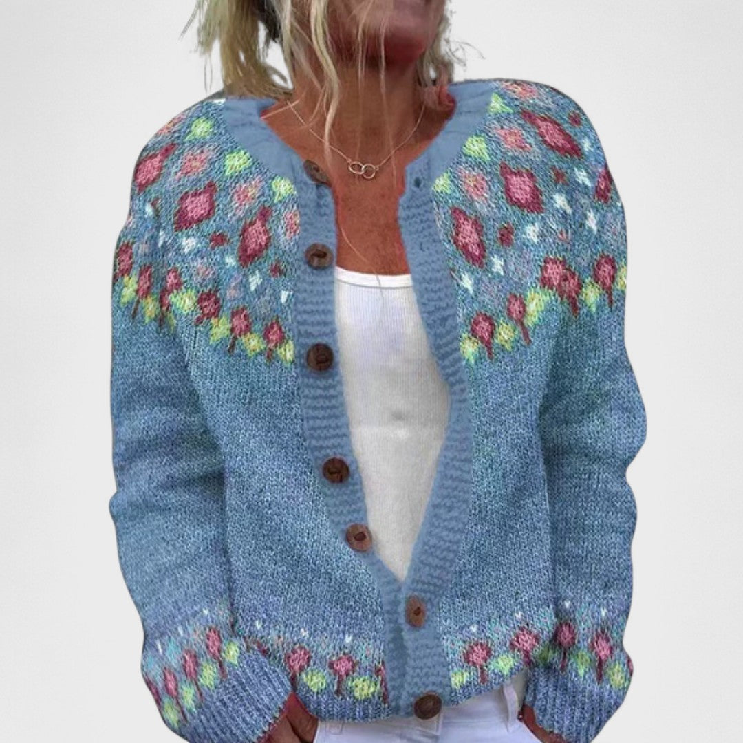 Lianne – Chunky Knit Cardigan with Chic Pattern