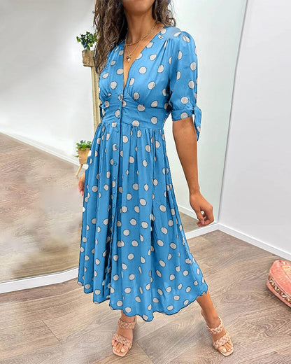 Bellamy - Polka Dots V-Neck Dress