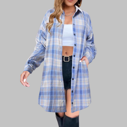 PALOMA™ - Classy Button Down Plaid Long-Sleeve Jacket