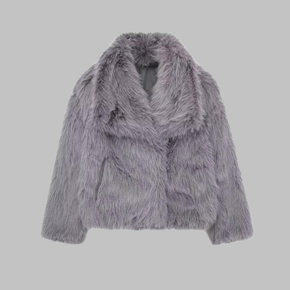 WEENA™ - Classy Long Sleeve Collared Fuzzy Coat
