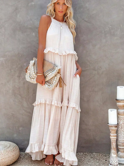 Robyn - Halter Ruffle Maxi Dress