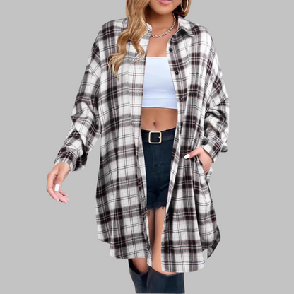 PALOMA™ - Classy Button Down Plaid Long-Sleeve Jacket