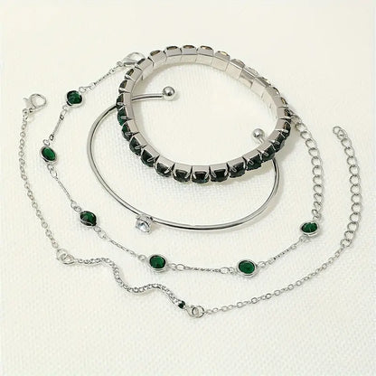 Green Gemstone Bracelet Set