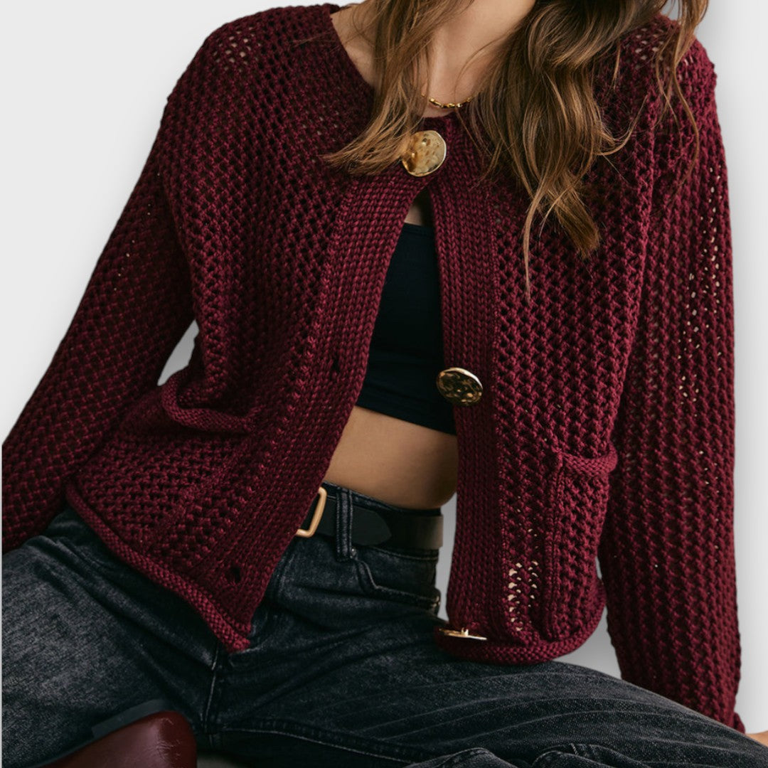 Jessa – Burgundy Cardigan