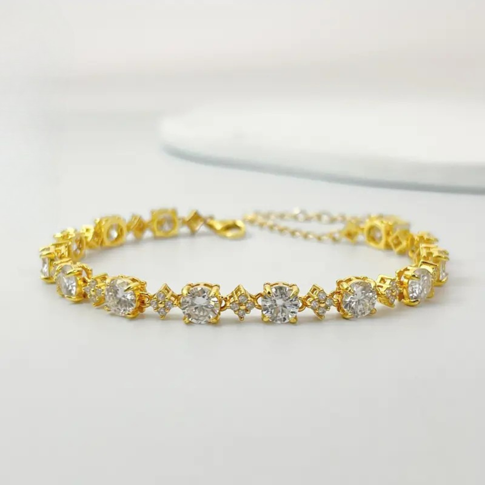 Gold Plated Moissanite Tennis Bracelet