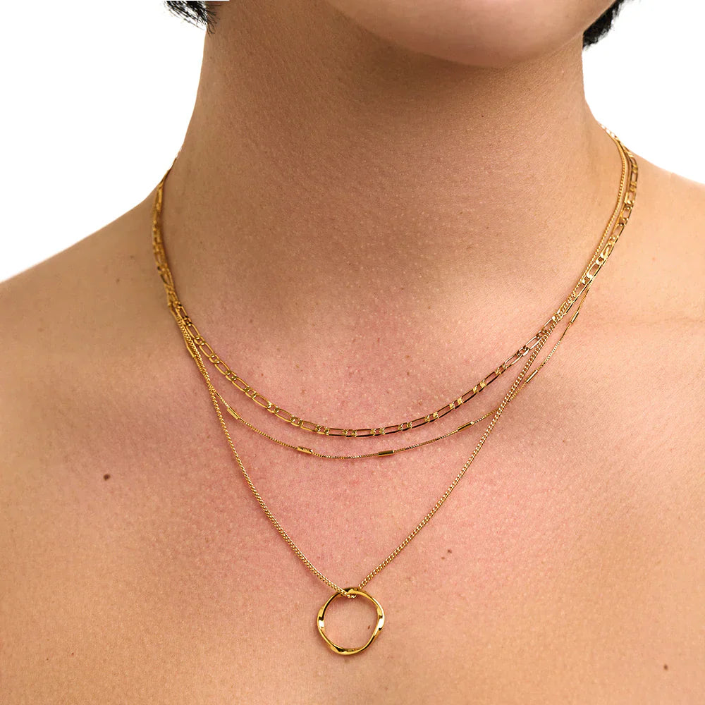 Open Circle Three Row Necklace