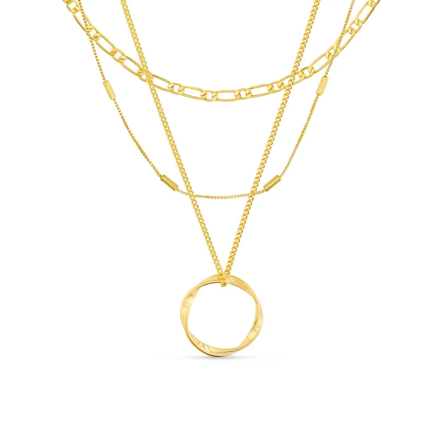 Open Circle Three Row Necklace