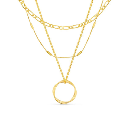 Open Circle Three Row Necklace