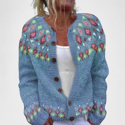 Lianne – Chunky Knit Cardigan with Chic Pattern