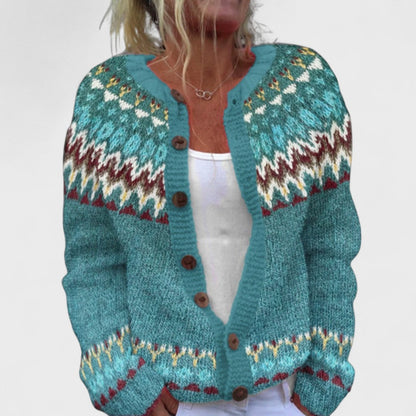 Lianne – Chunky Knit Cardigan with Chic Pattern