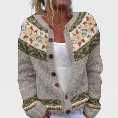 Lianne – Chunky Knit Cardigan with Chic Pattern