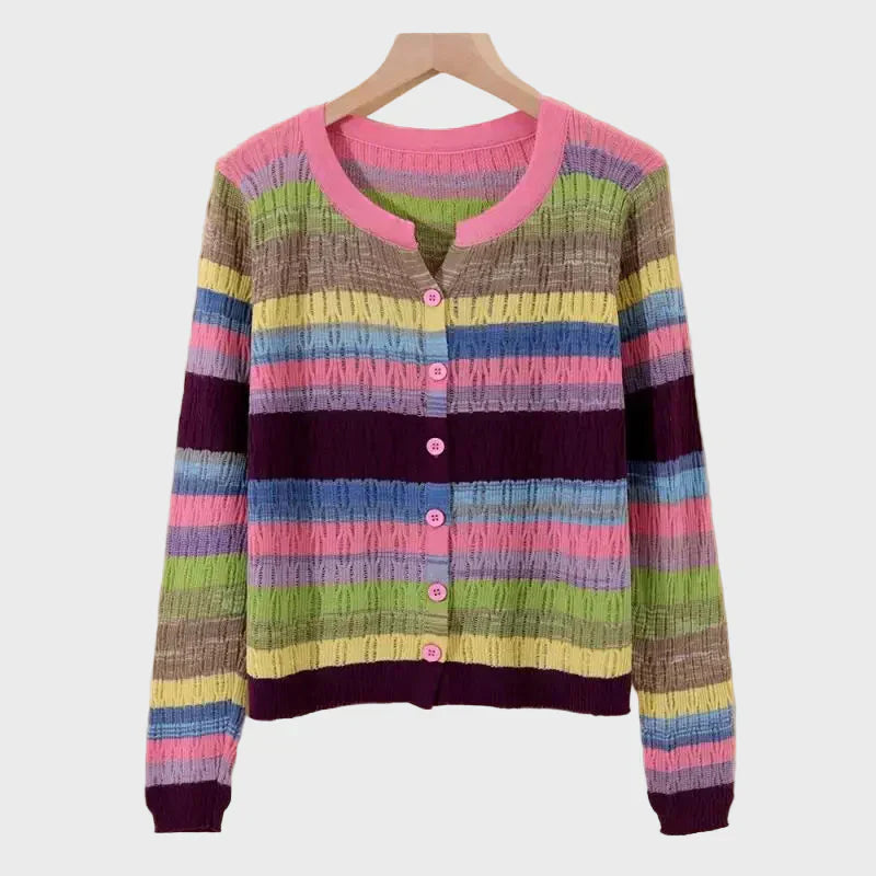Desiree | Knitted Cardigan With Retro-Inspired Striped Design