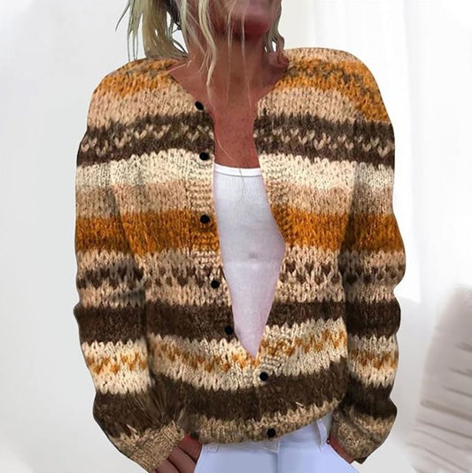 Tova | Elegant Brown Striped Cardigan for a Chic and Comfortable Style