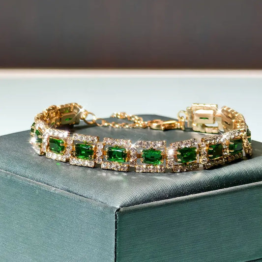 Emerald Green Statement Gold Bracelet