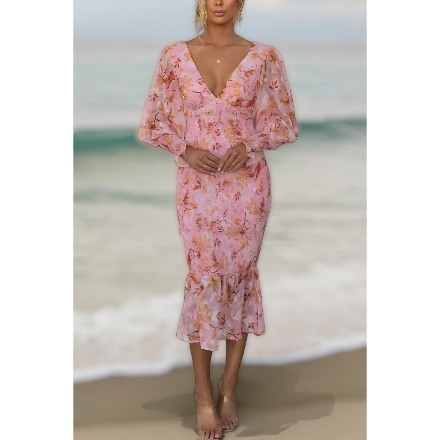 Taisie - Floral Ruffle Midi Dress
